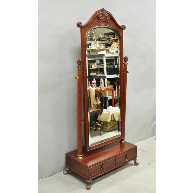 Bombay Company Cherry Wood Victorian Style Standing Cheval Mirror With Drawer For Sale - Image 18 of 18