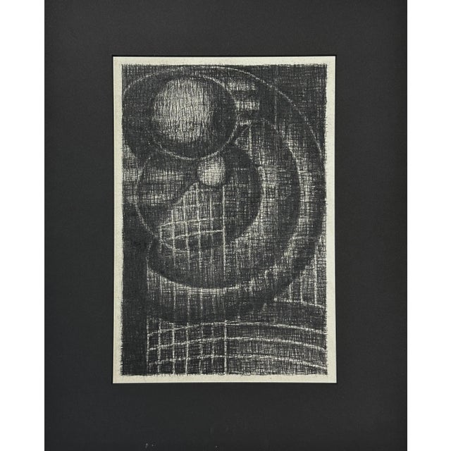 Vintage Abstract Postmodernist Charcoal on Paper, Matted/Anni Albers/Josef Albers For Sale - Image 4 of 4