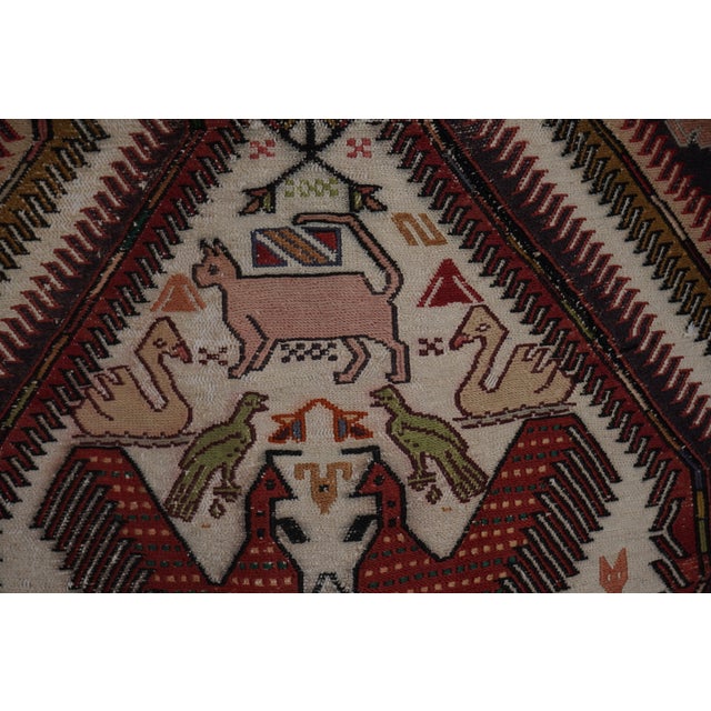 Textile Vintage Animal Pattern Soumac Kilim Rug 6'2'' X 9'5'' For Sale - Image 7 of 11
