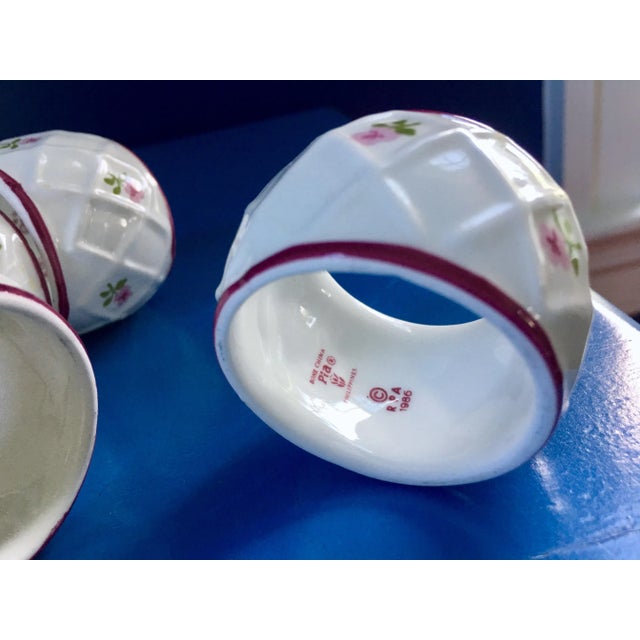 Ceramic 1986 Roses and Lattice Napkin Rings - Set of 6 For Sale - Image 7 of 9