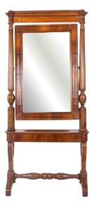 Floor Mirror in Walnut Wood with Carved Frame