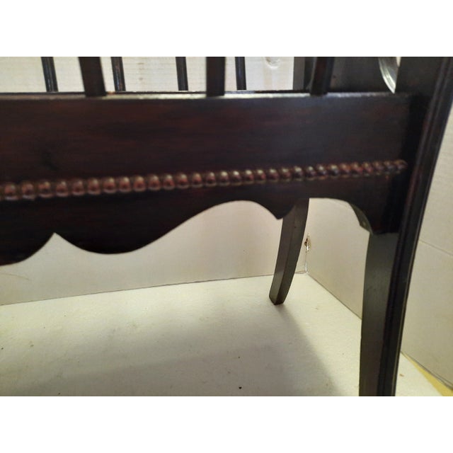 Very large solid wood with a dark stain vintage Magazine Wrack. Beaded detail on both sides. Very large opening to hold...