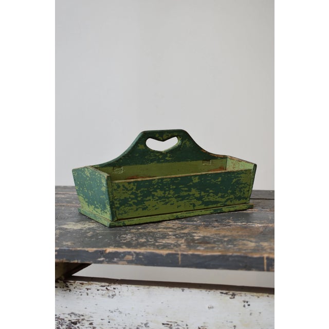 Antique Green Polychrome Pine Knife Box, Mid-Late 19th Century For Sale - Image 4 of 15