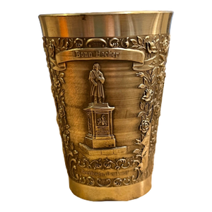 Vintage Zinn Becker Stuttgart German Pewter Wine Cup Glass Embossed Mug