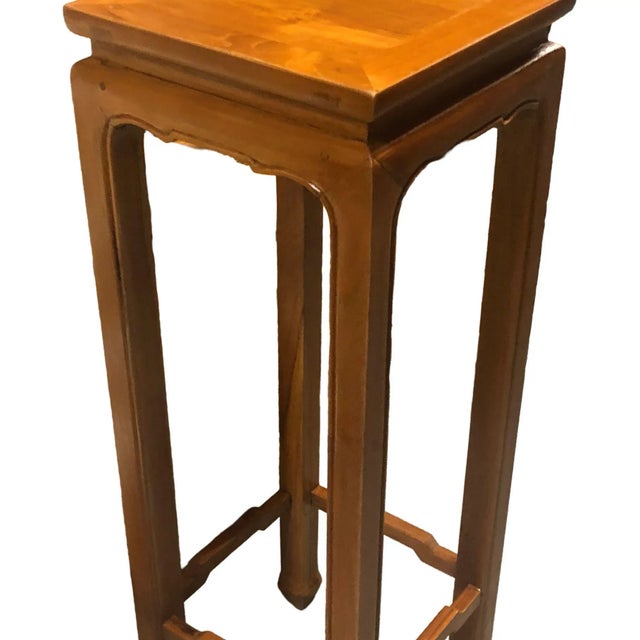 Asian Ming Style Carved Oak Rectangular Incense Plant Stand For Sale - Image 3 of 5