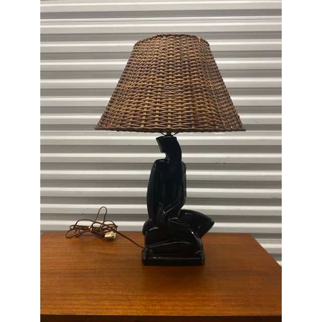 1960s Black Ceramic Abstract Table Lamp . For Sale - Image 4 of 12