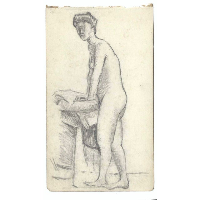 Drawing of a female nude by a Japanese artist. Some pages are signed by the artist Shirosu and dated, this one is...