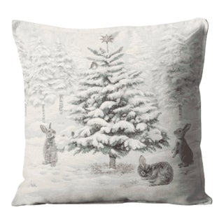 Snowy Tree Woven Cushion With Feather Filler - 42x42cm (17"x17") For Sale