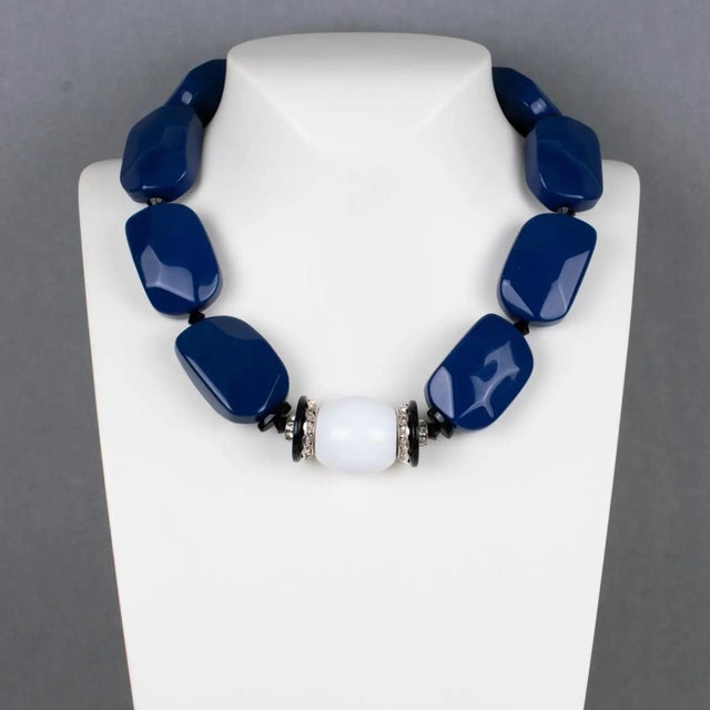 Contemporary Angela Caputi Blue and White Necklace For Sale - Image 3 of 9