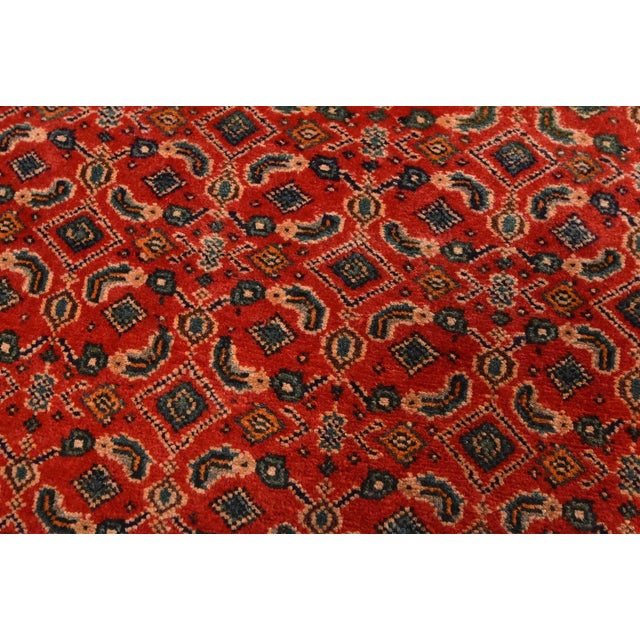 Bidjar Rug 5’1” X 9’7” Red Wool Semi-Antique Tribal Hand-Knotted Carpet For Sale - Image 4 of 14