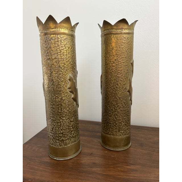 1910s Stunning Pair of World War I Trench Art Vases - France For Sale - Image 5 of 16