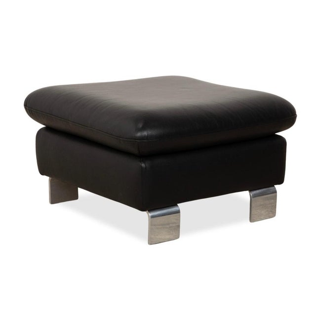 Black Leather Taboo Stool from Willi Schillig For Sale - Image 11 of 11