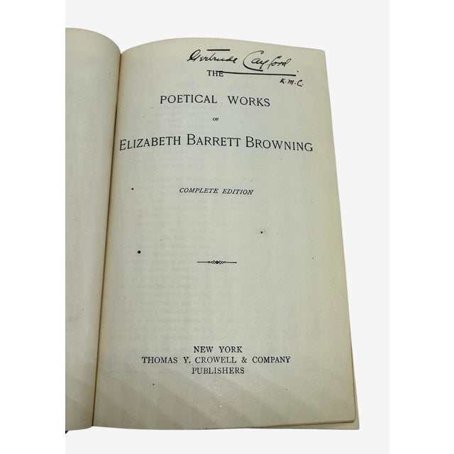 Animal Skin Antique Poetical Works of Elizabeth Barrett Browning Complete Edition Published by Thomas Y. Crowell & Company New York 1887 For Sale - Image 7 of 12