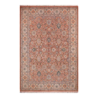 Shabby Chic 1990's Pak-Persian Rust/Beige Wool Rug - 8'10'' X 12'1'' For Sale