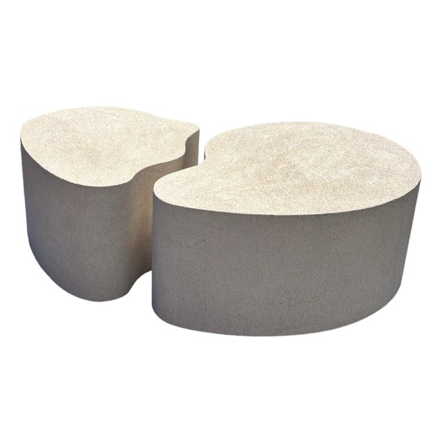 Vintage Modern Designer Kidney Form Puzzle Coffee Table 2 Piece Set For Sale