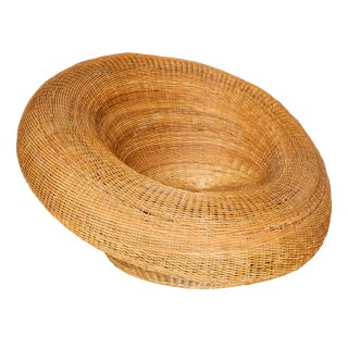 Mid-Century Modern Sculptural Wicker Basket Lounge Chair by Isamu Kenmochi, 1970s For Sale