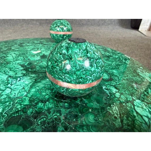 Gemstone Inlaid Mother of Pearl and Malachite Grand Charger Centerpiece For Sale - Image 7 of 8