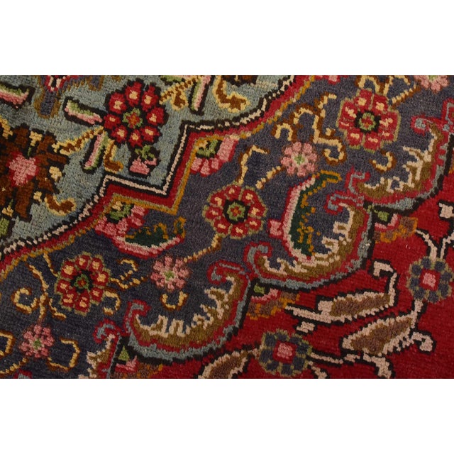 1980s Tabriz Rug 9’5” X 12’7” Red Wool Traditional Hand-Knotted Oriental Carpet For Sale - Image 5 of 15