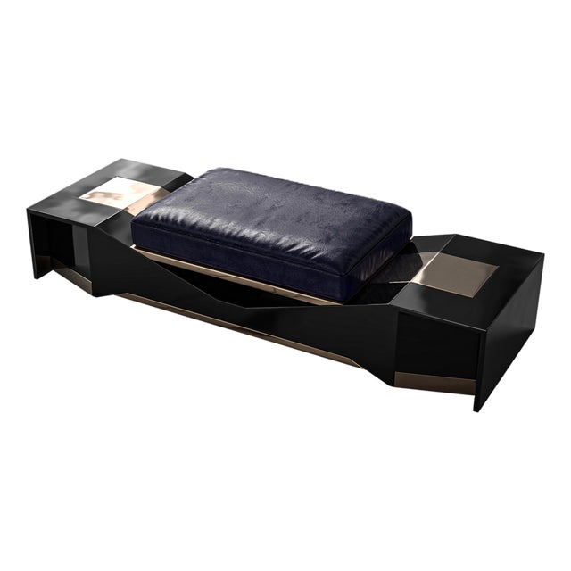 "Castel Madama" Ottoman With Stainless Steel and Bronze Details For Sale