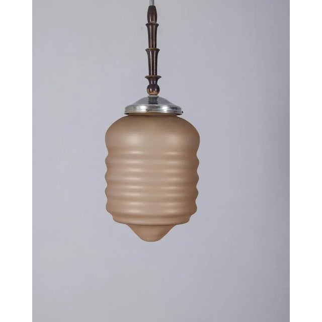 Metal Italian Pink Glass Pendant Lamp, 1950s For Sale - Image 7 of 7