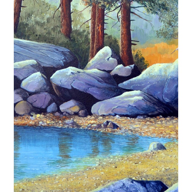 Realism California Landscape Painting of Pond With Ducks, Signed Oil on Canvas by Luke Stamos For Sale - Image 3 of 7