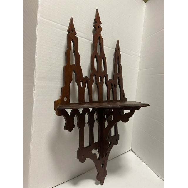 Brown Late 20th Century Folk Tramp Art Wood Wall Shelf For Sale - Image 8 of 11