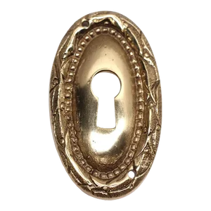 Late 20th Century Oval Braided Beaded Polished Solid Brass Door Keyhole Cover