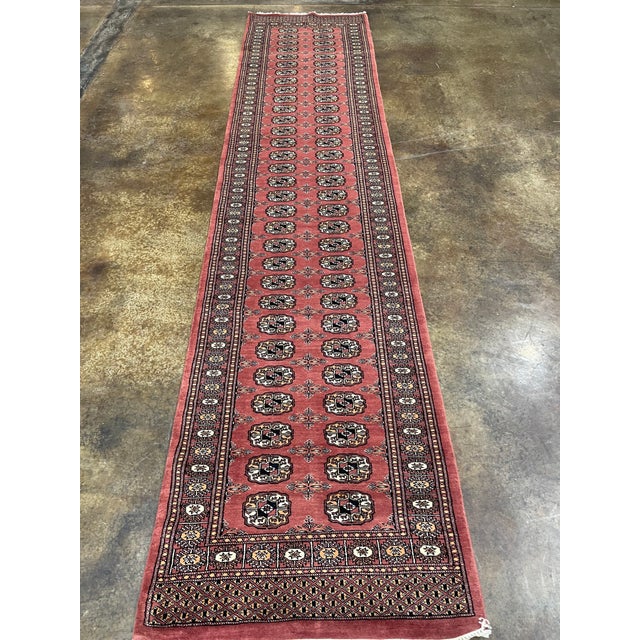 Traditional 1990s Handwoven Bukara Design Pakistan Rug- 2'8" X 12'0" For Sale - Image 3 of 8