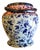 Antique English Staffordshire Style Flow Blue & Blush Biscuit Barrel, C. 1890 For Sale