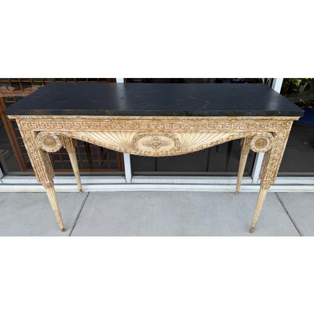 Neoclassical Style Console Table With Faux Slate Top For Sale - Image 9 of 9