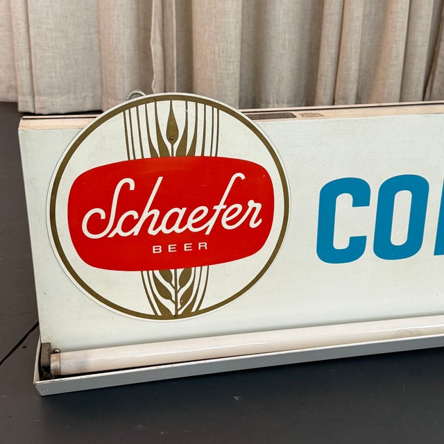 1950s Mid 20th Century Schaefer "Cold Beer" Lit Wall Sign Clock For Sale - Image 5 of 8