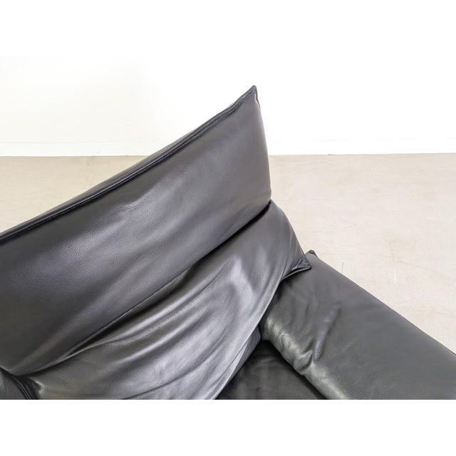 Vintage Italian 3-Seater Sofa in Black Leather, 1980s For Sale - Image 12 of 18