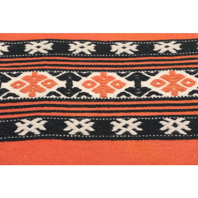 Mid 20th Century Vintage Orange-Vermillion Cretan Greek Kilim Rug - 01'05 X 04'01 For Sale - Image 5 of 9