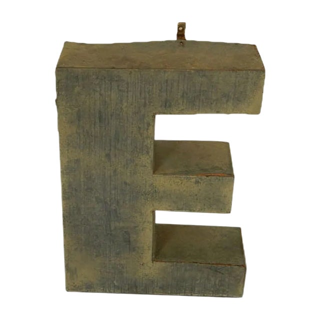 Italian Tin Letter E, 1970s For Sale
