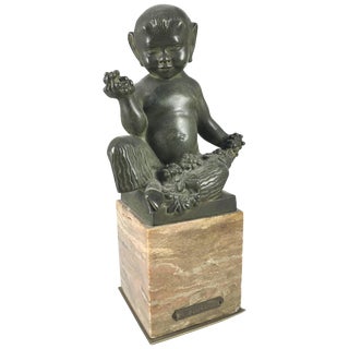 Seated Faun Bronze, Marcel-Andre Bouraine, Circa 1930 For Sale