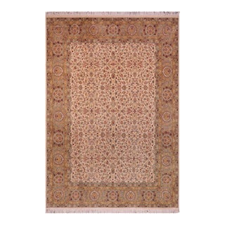 Traditional 1990's Floral Pak-Persian Ivory/Green Wool Rug - 7'11'' X 10'1'' For Sale