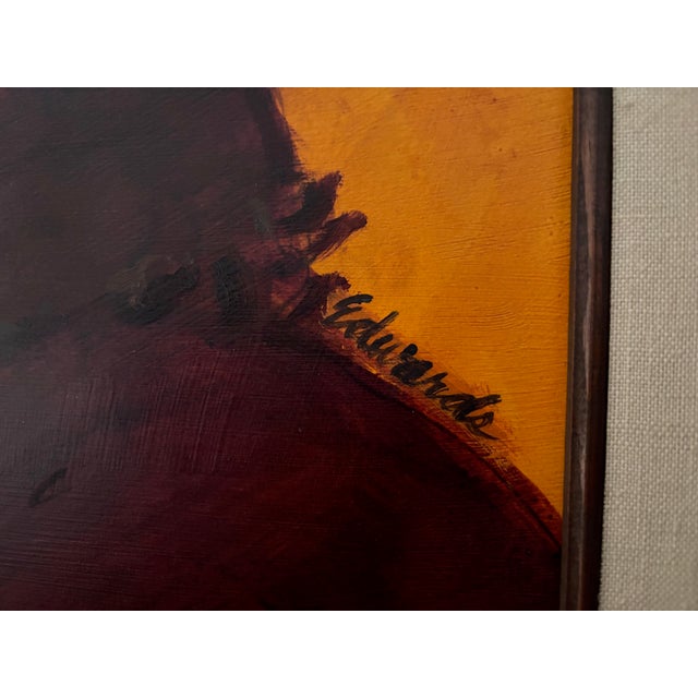 Rustic 1980s Glen Edwards Early Original Oil on Board – Western Portrait of Two Men, Framed 20x24 For Sale - Image 3 of 3