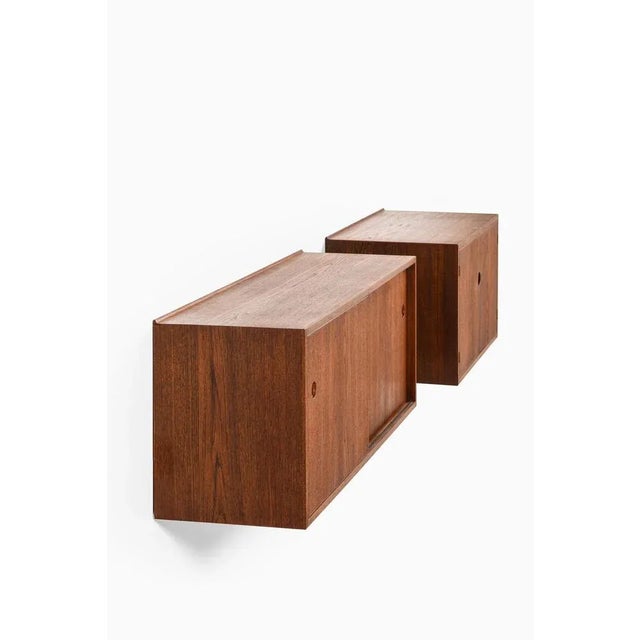 Brown Wall Mounted Sideboards by Hans Wegner for Johannes Hansen, Set of 2 For Sale - Image 8 of 10
