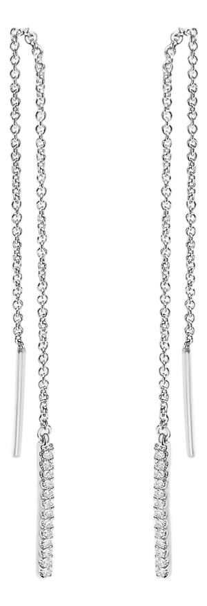 10K White Gold 1/10 Cttw Diamond Threader Earrings