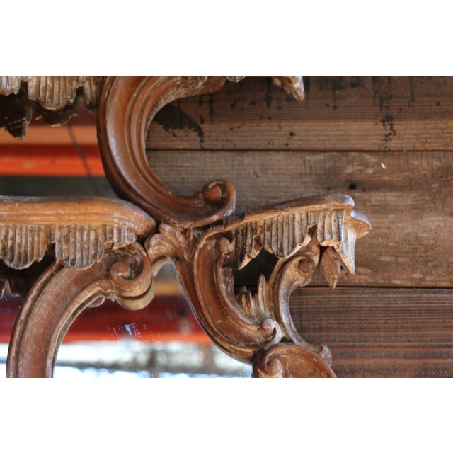 Antique French Rococo Revival Carved Wood Étagère Wall Shelf With Mirror For Sale - Image 14 of 18