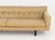 Edward Wormley for Dunbar Bracket Back Sofa, with tan and green woven wool on four ebonized taper wood legs. 28" H x 91" W...