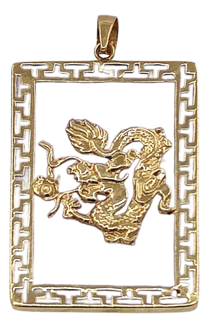 14k Gold Dragon Lavender Jade Pendant