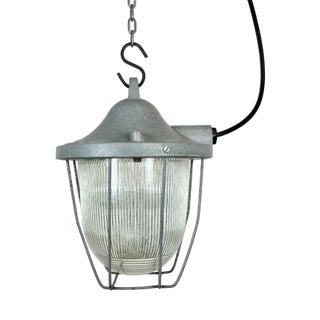 Industrial Grey Bunker Light from Polam Gdansk, 1970s For Sale