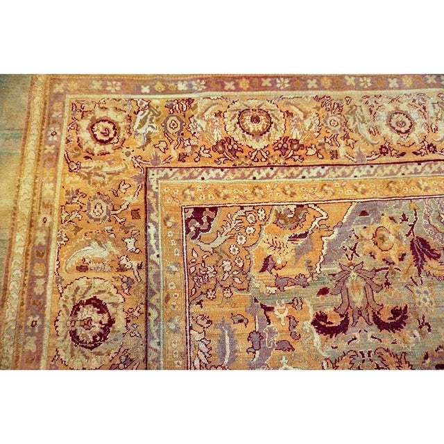 Late 19th Century 1880s Green Field Shah Abbas Geometric Large Size Antique Indian Amritsar Rug For Sale - Image 5 of 10
