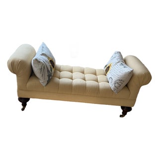 Beautiful Cream Yellow Chesterfield Settee For Sale