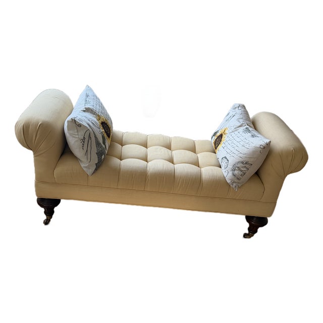 Beautiful Cream Yellow Chesterfield Settee For Sale