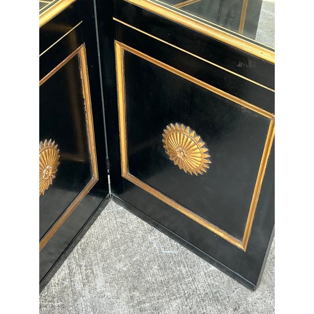 Vintage Neoclassical Gilt Tipped Folding Screen For Sale - Image 4 of 12