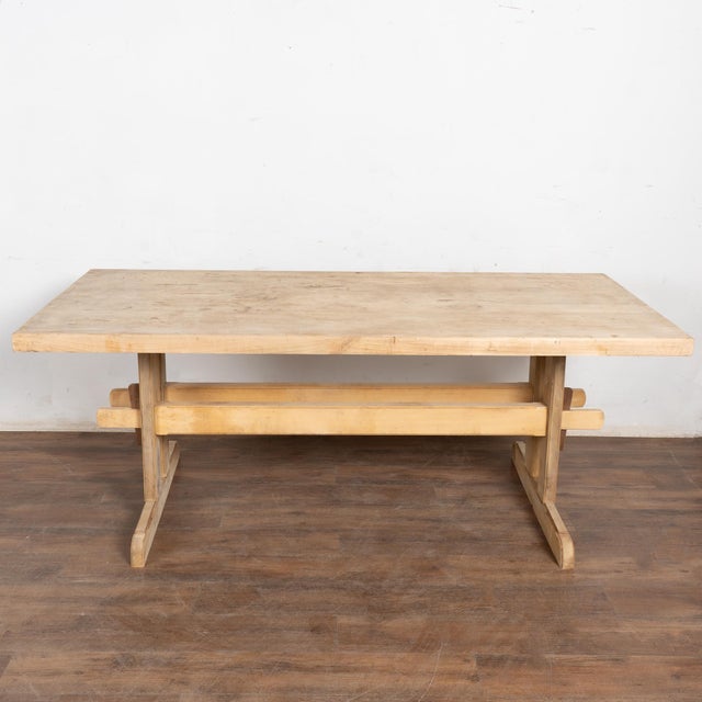 Farmhouse 19th Century Rustic Farmhouse Trestle Dining Table For Sale - Image 3 of 13
