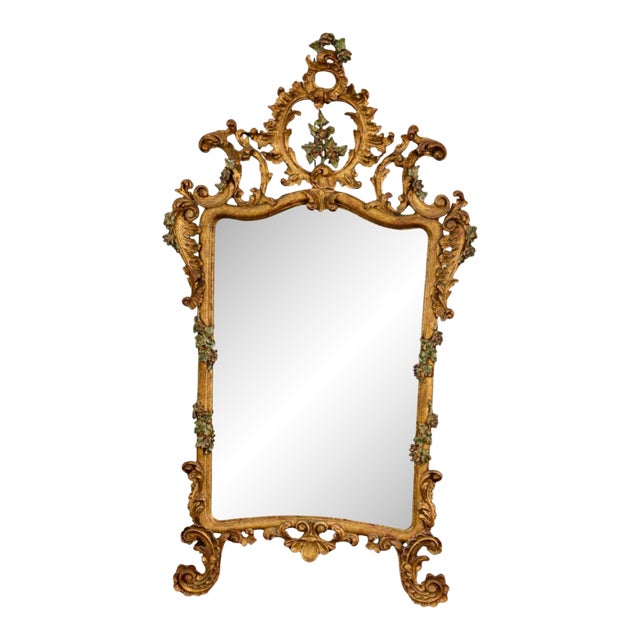 19th Century Italian Giltwood and Polychrome Mirror For Sale