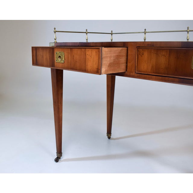Sligh-Lowry Furniture Co. French Regency Leather Top Desk With Campaign Styling and Gallery For Sale - Image 4 of 16